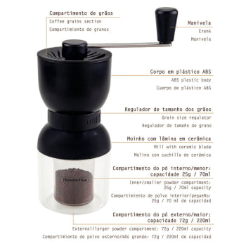 Moedor de Café Manual Tramontina em Plástico ABS com Moinho em Cerâmica 61769010