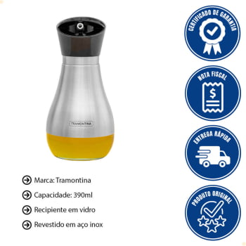 Galheteiro Tramontina em Vidro com Aço Inox Realce 0,39 L 61119110