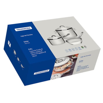 Jogo de Panelas Tramontina Solar em Aço Inox com Fundo Triplo 3 Peças 65510730