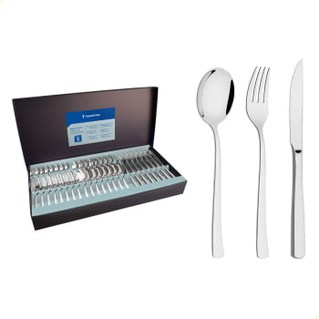 Faqueiro Tramontina Berlin Aço Inox com Facas p/ Churrasco Forjada Acab. Alto Brilho 48 Pçs 66934144 Faqueiro Tramontina Berlin Aço Inox com Facas p/ Churrasco Forjada Acab. Alto Brilho 48 Pçs 66934144