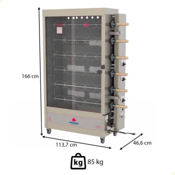 Forno Assador Rotativo Infravermelho a Gás Progás PR-631 Com 6 Espetos Para 30 Frangos Bivolt P24421
