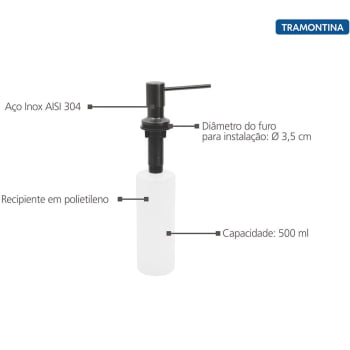 Kit Tramontina em Aço Inox Misturador Angolare Black+Dosador de Sabão Black 500ml 94520512-94517504