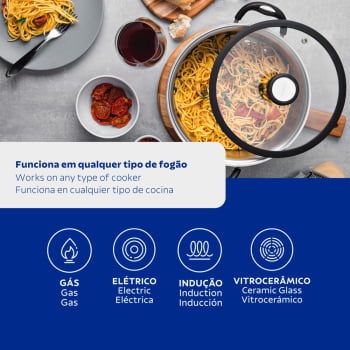 Caçarola Rasa Tramontina Solar Silicone em Aço Inox com Fundo Triplo 20 cm 2,9 L 62123203