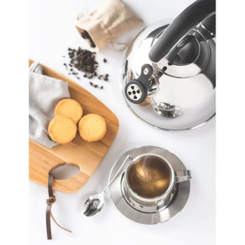 Kit para Chá e Capuccino Tramontina em Aço Inox Acabamento Brilho com Xícara Pires e Colher 18 Peças