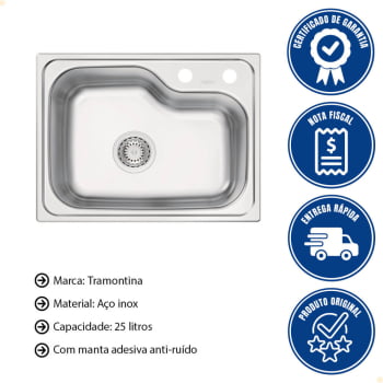 Cuba de Sobrepor Tramontina Morgana Compact 48 FX em Aço Inox Acetinado 55x42 cm c/ Válvula 93815122