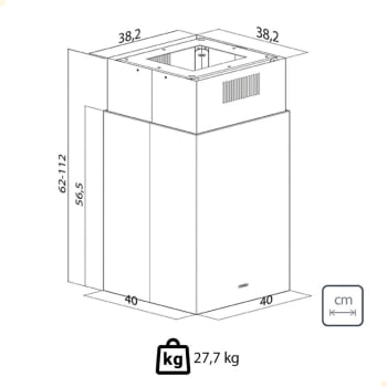 Coifa Ilha Tramontina Square Isla 40 Silent Aço Inox c/ Scotch Brite e Revest Acústico 220V 95800027