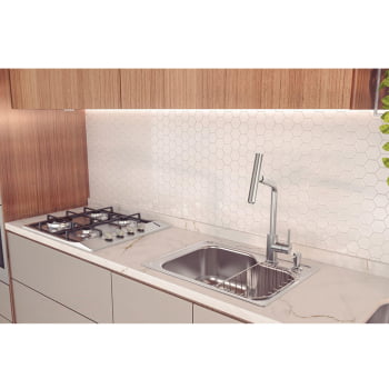 Misturador Monocomando Tramontina Versa em Aço Inox com Bica Articulada 94520027