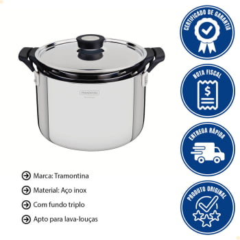 Jogo de Panelas Tramontina Grano Compact Aço Inox Corpo Triplo e Alças em Silicone 3 Peças 65240200