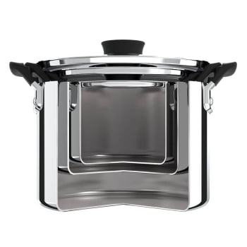 Jogo de Panelas Tramontina Grano Compact Aço Inox Corpo Triplo e Alças em Silicone 3 Peças 65240200