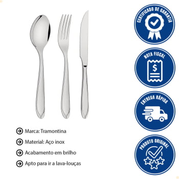 Faqueiro Tramontina Laguna Aço Inox com Facas para Churrasco em Acabamento Brilho 36 Peças 66906794