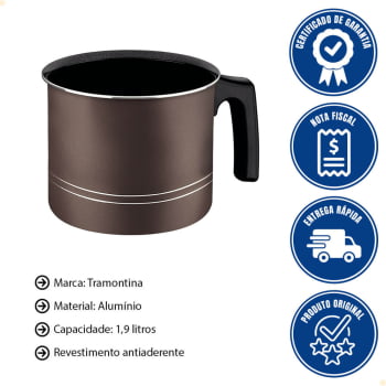 Fervedor Tramontina Sicília Avelã Em Alumínio Revestido e Antiaderente Starflon  14cm 1,9L 20405614