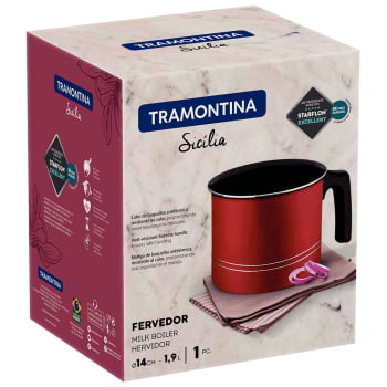 Fervedor Tramontina Sicília Alumínio Revestimento Antiaderente Starflon Vermelho 14cm 1,9L 20405714