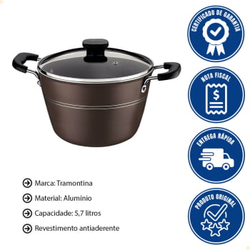 Caldeirão Tramontina Sicília Avelã Alumínio Revestimento Antiaderente Starflon 24 cm 5,7 L 20407624