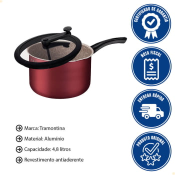 Pipoqueira Tramontina Paris Alumínio c/ Revest. em Antiad. Starflon Max Vermelho 22cm 4,8L 28536722