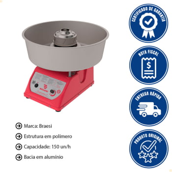 Máquina Profissional Para Fazer Algodão Doce Braesi ADB-02 G2 Bivolt 1/4CV B14183
