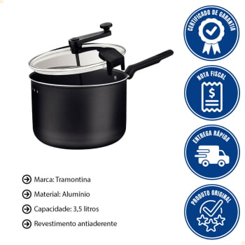 Panela Pipoqueira Tramontina Loreto Alumínio c/ Antiaderente Starflon Max Grafite 20cm 3,5L 20387020