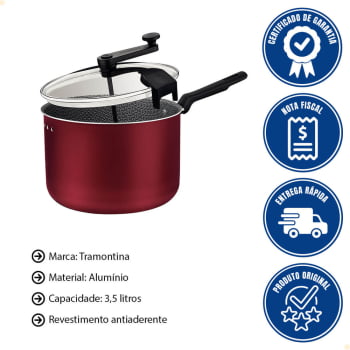 Panela Pipoqueira Tramontina Loreto Alumínio Antiaderente Starflon Max Vermelho 20cm 3,5L 20387720