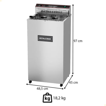Fritador Industrial Elétrico Metalcubas FAO 25 3 Cubas Zona Fria De Água 220V Monofásico 8000W