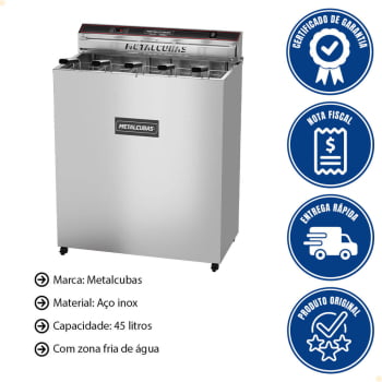 Fritador Industrial Elétrico Metalcubas FAO 45 5 Cubas Zona Fria De Água 220V Monofásico 10000W