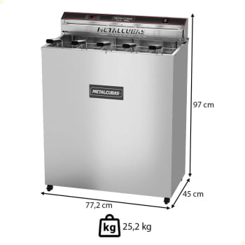 Fritador Industrial Elétrico Metalcubas FAO 45 5 Cubas Zona Fria De Água 220V Monofásico 10000W