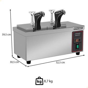Dispenser Aquecido Para Molhos e Coberturas Metalcubas 4 Litros Totais Até 80°C 220VDA 02