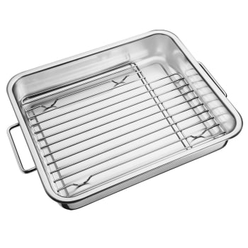 Assadeira Tramontina Service em Aço Inox com Grelha 39 x 33 cm 6,4 L 61409380 Assadeira Tramontina Service em Aço Inox com Grelha 39 x 33 cm 6,4 L 61409380