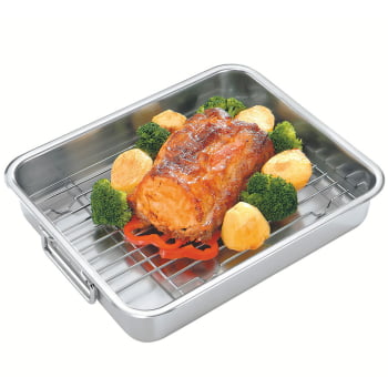 Assadeira Tramontina Service em Aço Inox com Grelha 39 x 33 cm 6,4 L 61409380