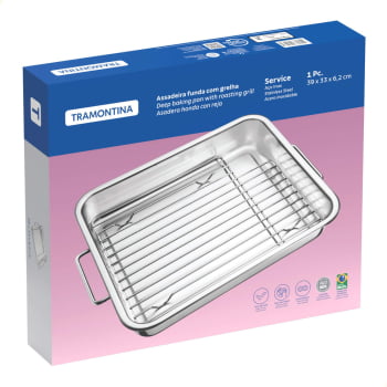 Assadeira Tramontina Service em Aço Inox com Grelha 39 x 33 cm 6,4 L 61409380