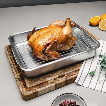 Assadeira Tramontina Service em Aço Inox com Grelha 39 x 33 cm 6,4 L 61409380