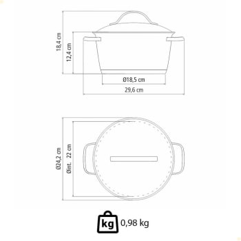 Caçarola Funda Tramontina Allegra em Aço Inox com Fundo Triplo 22 cm 4,2 L 62654220