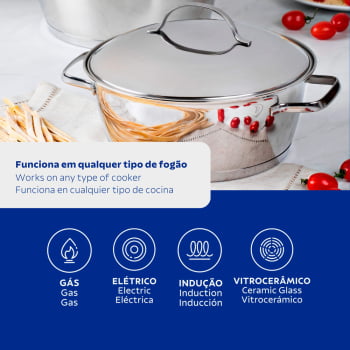 Caçarola Funda Tramontina Allegra em Aço Inox com Fundo Triplo 22 cm 4,2 L 62654220