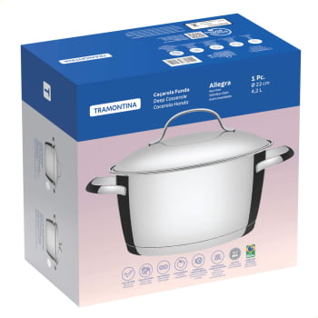 Caçarola Funda Tramontina Allegra em Aço Inox com Fundo Triplo 22 cm 4,2 L 62654220