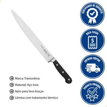 Faca para Carne Tramontina Century Lâmina Aço Inox Cabo Policarbonato e Fibra de Vidro 10" 24010110