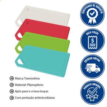 Conjunto de Tábuas de Corte Tramontina de Polipropileno Mixcolor com Suporte 5 Peças 25099940