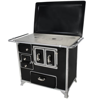 Fogão a Lenha Venancio Tradicional Preto Gabinete Nº02 Lado Direito Porta Dupla Com Tampa FLX2GCX Fogão a Lenha Venancio Tradicional Preto Gabinete Nº02 Lado Direito Porta Dupla Com Tampa FLX2GCX