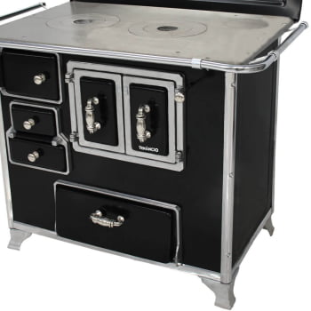 Fogão a Lenha Venancio Tradicional Preto Gabinete Nº02 Lado Direito Porta Dupla Com Tampa FLX2GCX