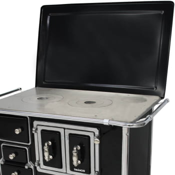 Fogão a Lenha Venancio Tradicional Preto Gabinete Nº02 Lado Direito Porta Dupla Com Tampa FLX2GCX