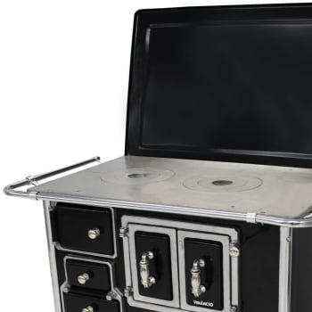 Fogão a Lenha Venancio Tradicional Preto Gabinete Nº02 Lado Direito Porta Dupla Com Tampa FLX2GCX
