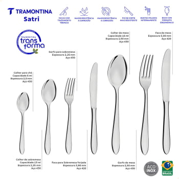 Faqueiro Tramontina Satri em Aço Inox com Estojo de Madeira 101 Peças 66982214
