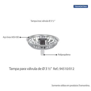 Kit Válvula Tramontina 3 1/2 P/Pias e Cubas 94510012 + Sifão Simples Sanfonado