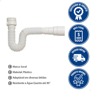 Kit Válvula Tramontina 3 1/2 P/Pias e Cubas 94510012 + Sifão Simples Sanfonado