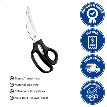 Tesoura Trinchante Tramontina Profissional em Aço Inox e Cabo de Polipropileno Onix 8 25919168