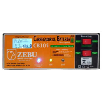 Carregador de Bateria Zebu 10A 180W CB10I 12V/24V Bivolt 35661