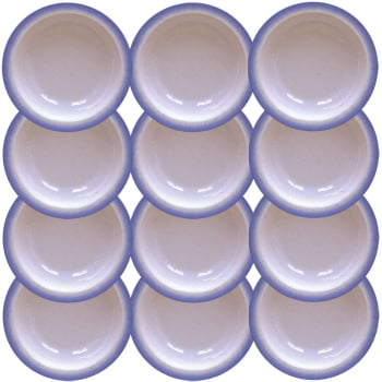 12 Pratos Fundo Tramontina Rústico Com Borda Azul em Porcelana Decorada 22 cm 96880002 12 Pratos Fundo Tramontina Rústico Com Borda Azul em Porcelana Decorada 22 cm 96880002