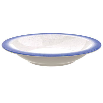 12 Pratos Fundo Tramontina Rústico Com Borda Azul em Porcelana Decorada 22 cm 96880002