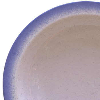 12 Pratos Fundo Tramontina Rústico Com Borda Azul em Porcelana Decorada 22 cm 96880002