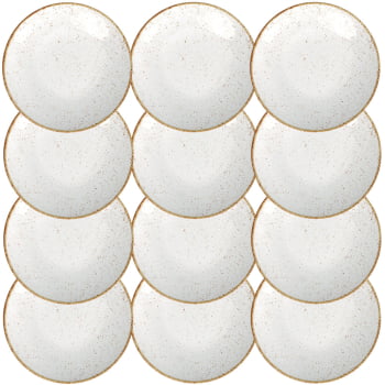 12 Pratos Sobremesa Tramontina Rústico Marrom em Porcelana Decorada 21 cm 96980010 12 Pratos Sobremesa Tramontina Rústico Marrom em Porcelana Decorada 21 cm 96980010