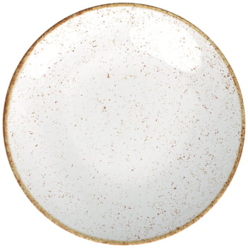 12 Pratos Sobremesa Tramontina Rústico Marrom em Porcelana Decorada 21 cm 96980010
