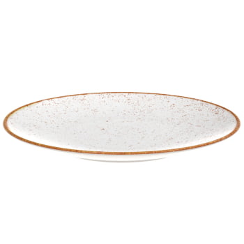 12 Pratos Sobremesa Tramontina Rústico Marrom em Porcelana Decorada 21 cm 96980010