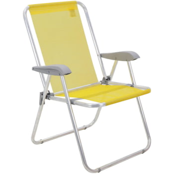 Cadeira de Praia Tramontina Creta Master em Alumínio com Assento Amarelo 92900200 Cadeira de Praia Tramontina Creta Master em Alumínio com Assento Amarelo 92900200
